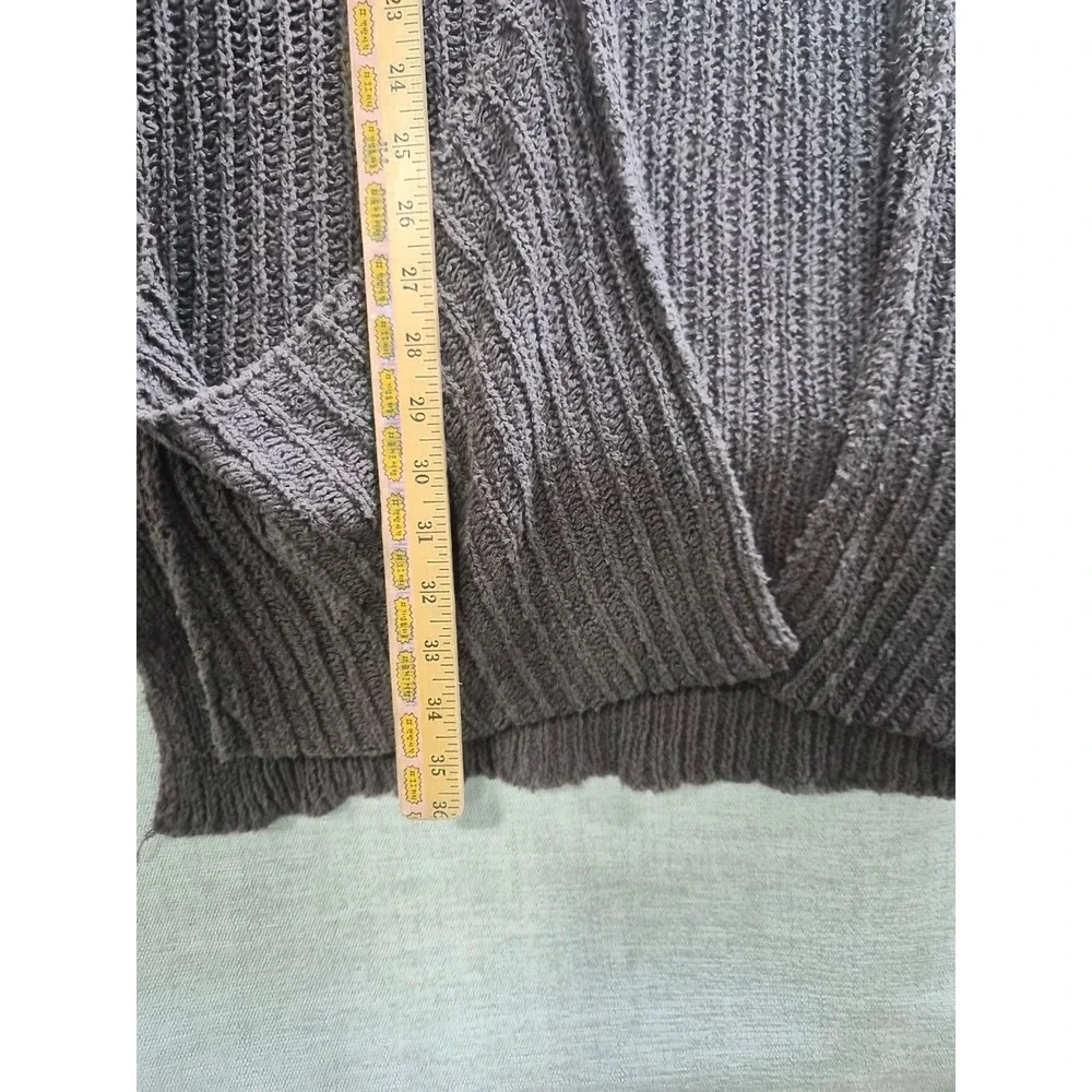 Free People Cardigan Sweater Vest Womens XL Brown Waffle Knit Open Front Winter